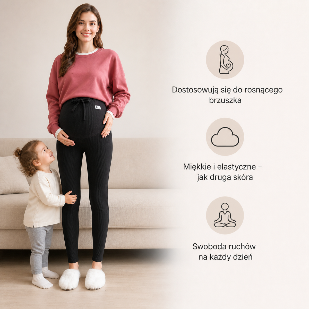 Wygodne Legginsy Ciążowe w Stylu Dresowym