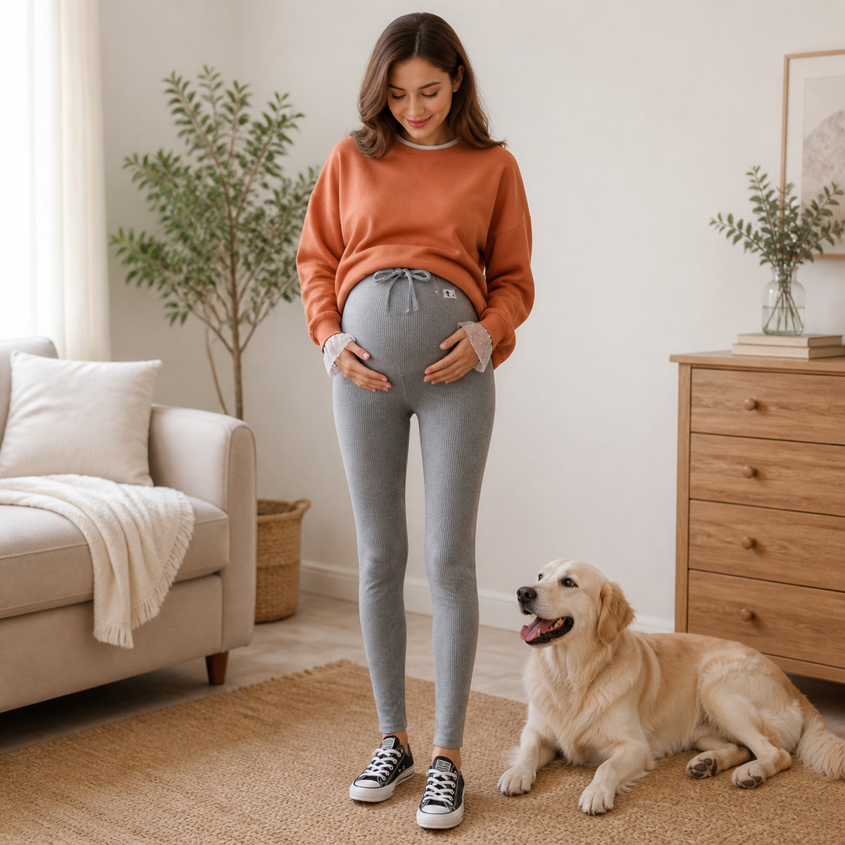Wygodne Legginsy Ciążowe w Stylu Dresowym