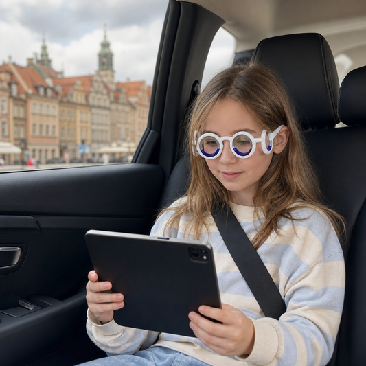 Okulary dla dzieci łagodzące objawy choroby lokomocyjnej – ultralekkie okulary na nudności podczas podróży