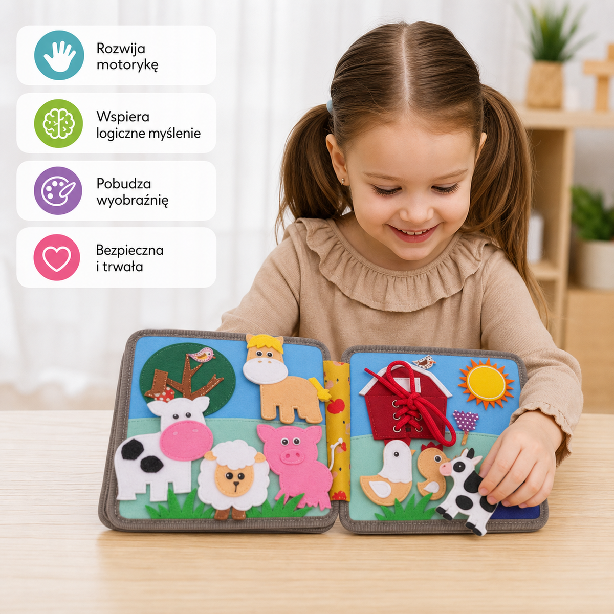 3-elementowy zestaw książeczek Montessori do nauki i opowiadania historii dla dzieci