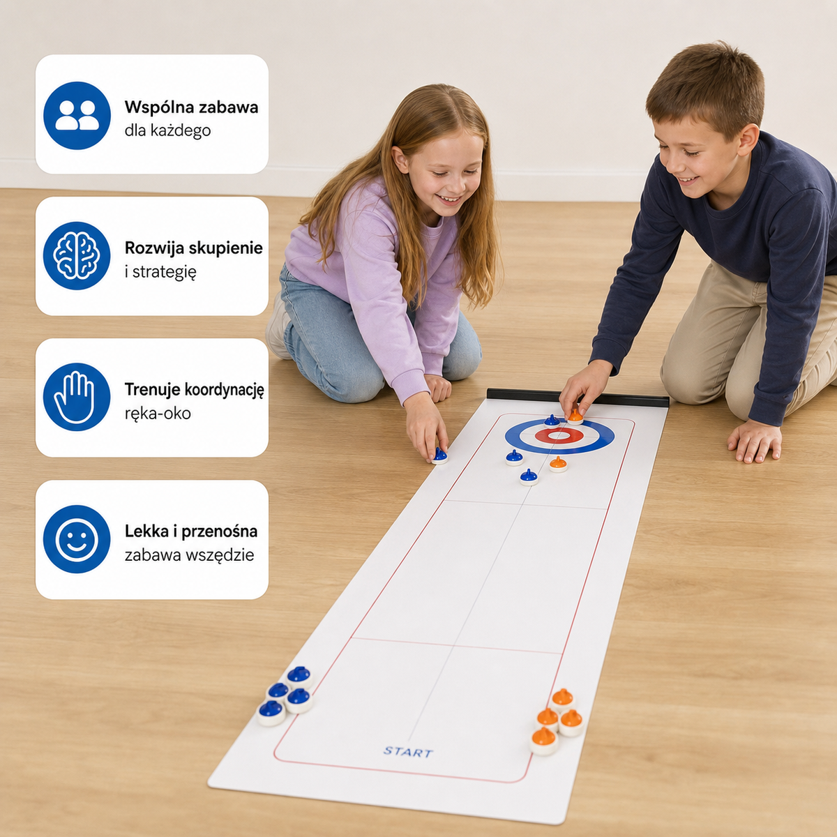 Przenośna gra w curling na stół – zestaw do rywalizacji dla 2 osób