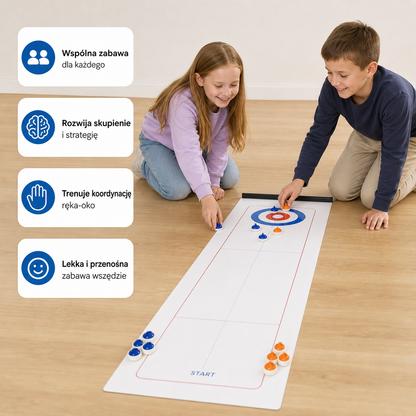 Przenośna gra w curling na stół – zestaw do rywalizacji dla 2 osób
