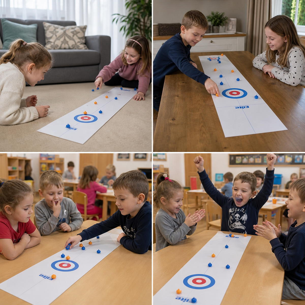 Przenośna gra w curling na stół – zestaw do rywalizacji dla 2 osób