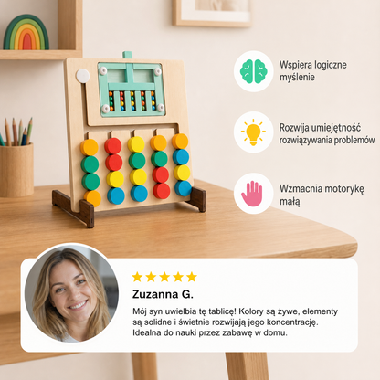 Drewniana gra logiczna z sortowaniem według czterech kolorów – zabawka edukacyjna Montessori rozwijająca myślenie dla dzieci