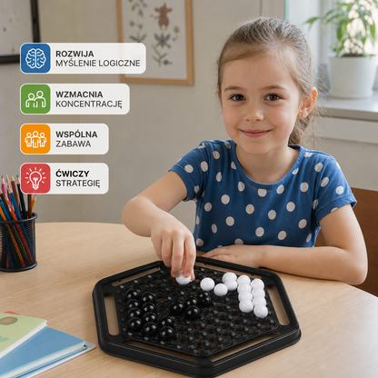 Rodzinna gra strategiczna z przesuwanymi pionkami – interaktywna gra logiczna rozwijająca myślenie dla dzieci