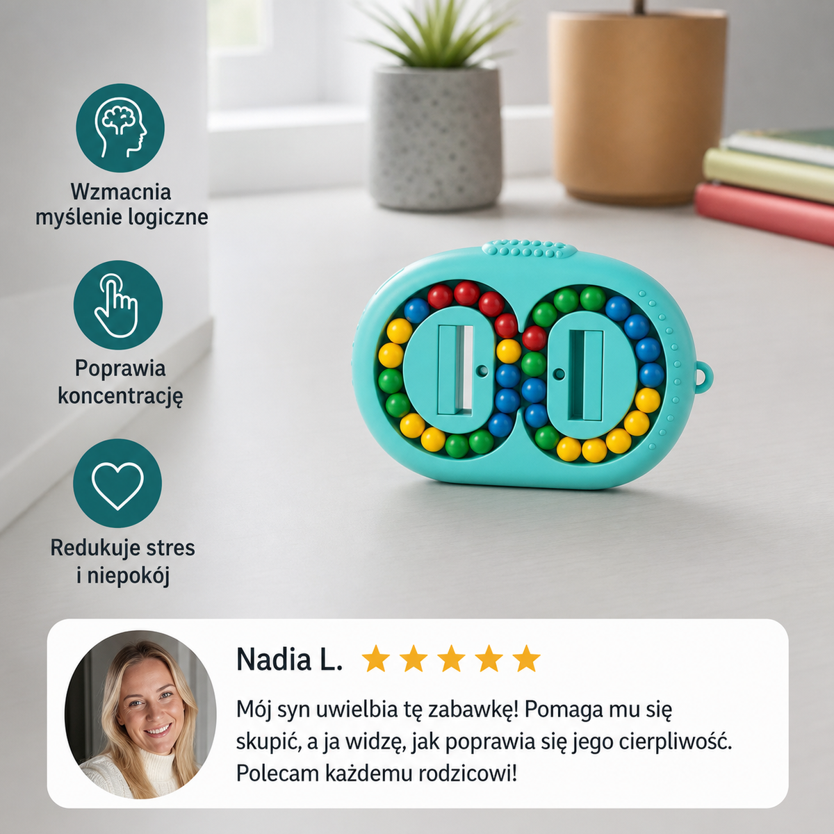 Dwustronna logiczna gra z kolorowymi kulkami