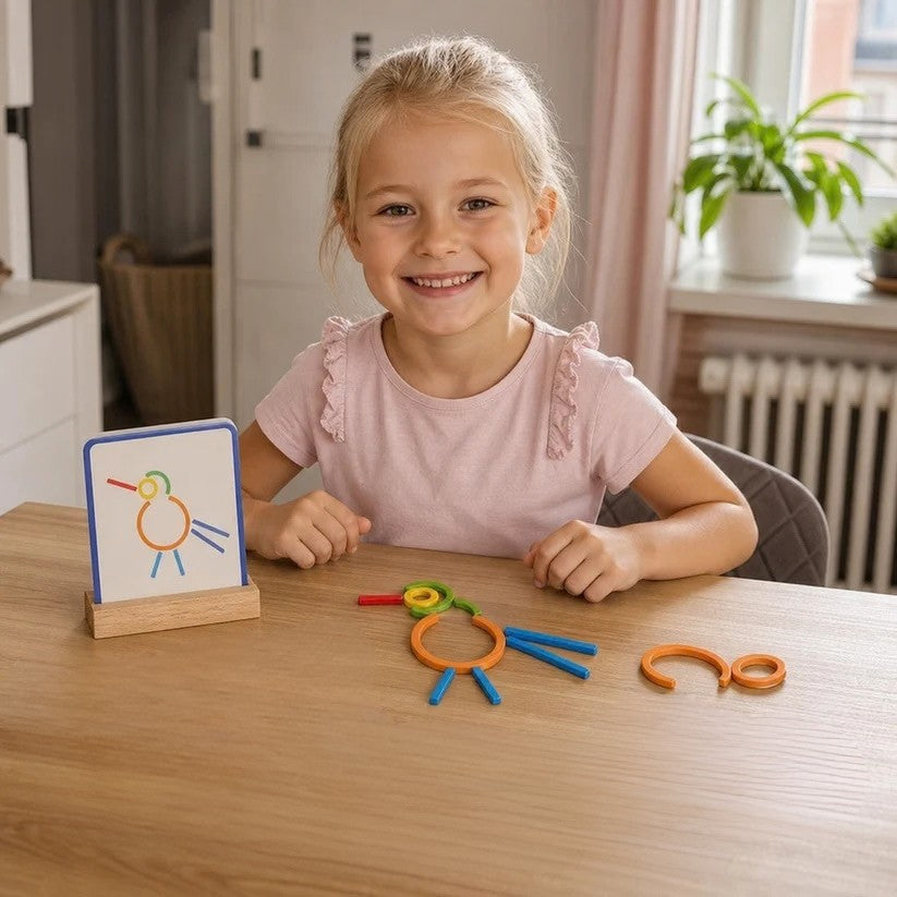 Edukacyjne klocki Montessori z patyczkami i pierścieniami
