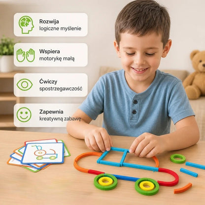 Edukacyjne klocki Montessori z patyczkami i pierścieniami