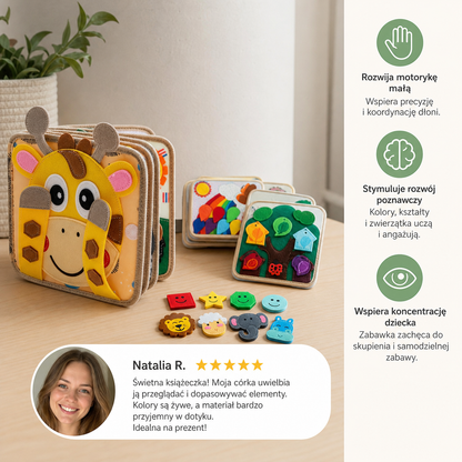 Sensoryczna książeczka Montessori „Żyrafka”