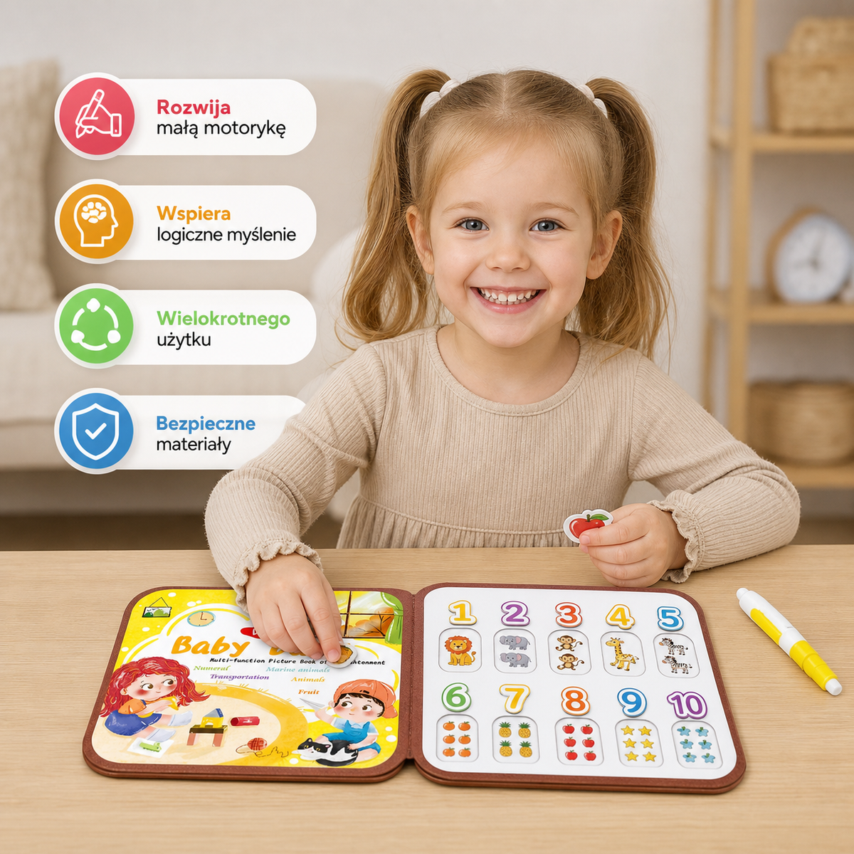 Magiczna książeczka Montessori 2 w 1 do malowania wodą i zabawy