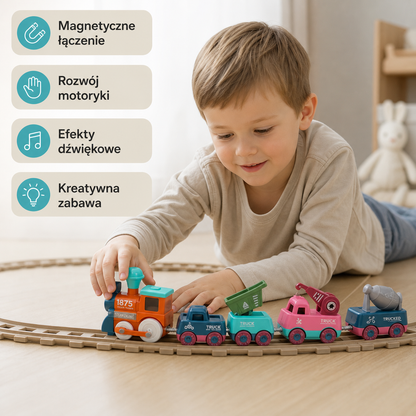 Muzyczny pociąg-zabawka z różnymi wagonikami
