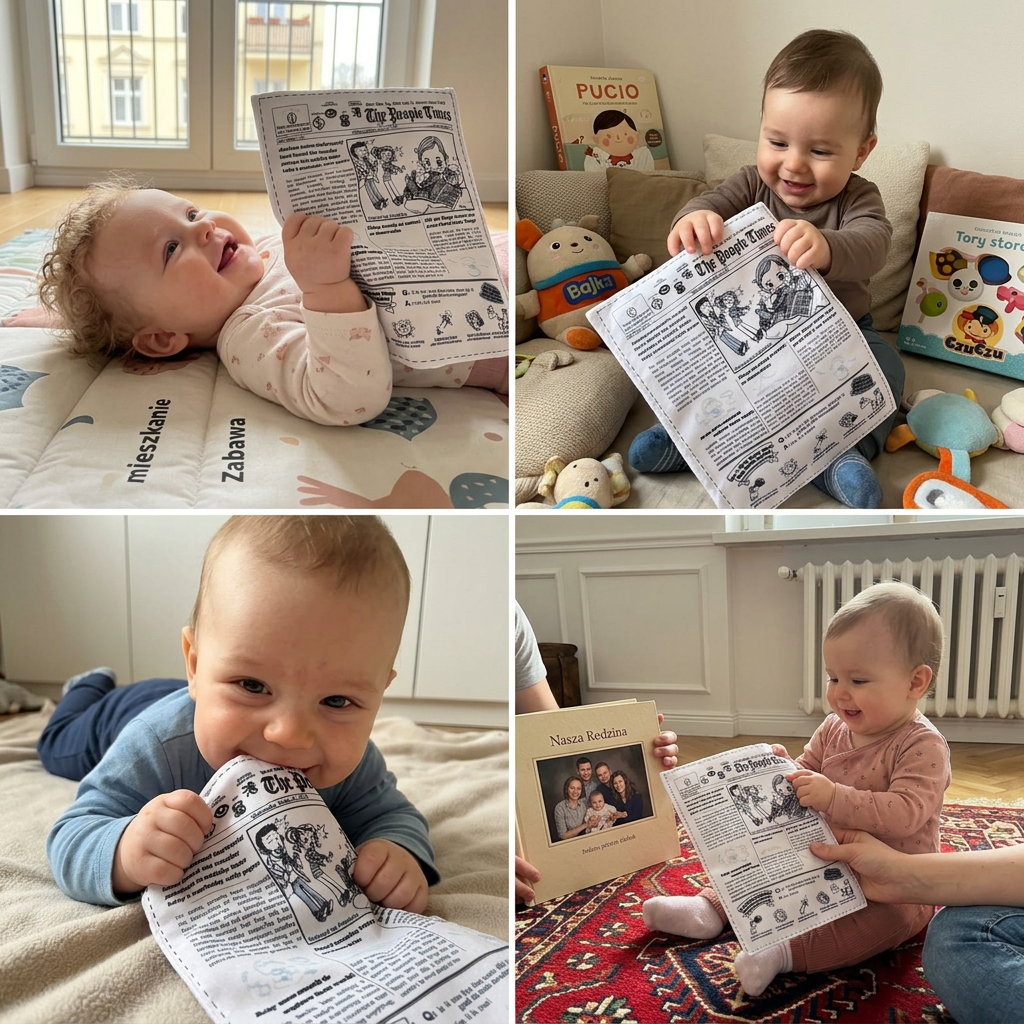 Szeleścąca książeczka dla niemowląt w kształcie gazety