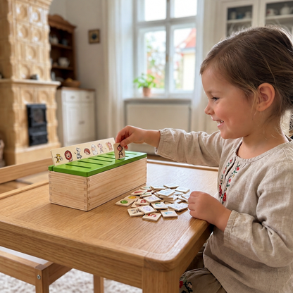 Drewniane pudełko do sortowania Montessori
