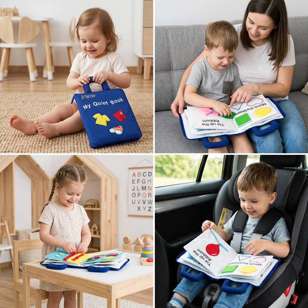 Montessori – materiałowa książeczka edukacyjna z zadaniami i aktywnościami dla dzieci
