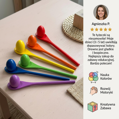 Drewniane łyżeczki Montessori do nauki kolorów