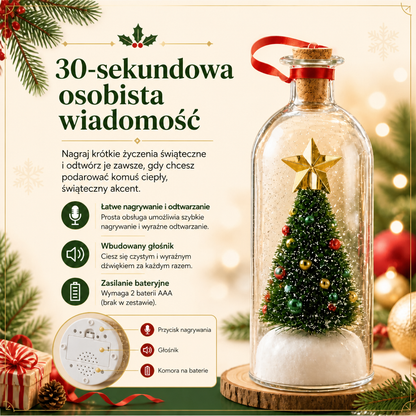 Świąteczna ozdoba choinkowa „Wiadomość w butelce” z możliwością nagrywania i odtwarzania głosu