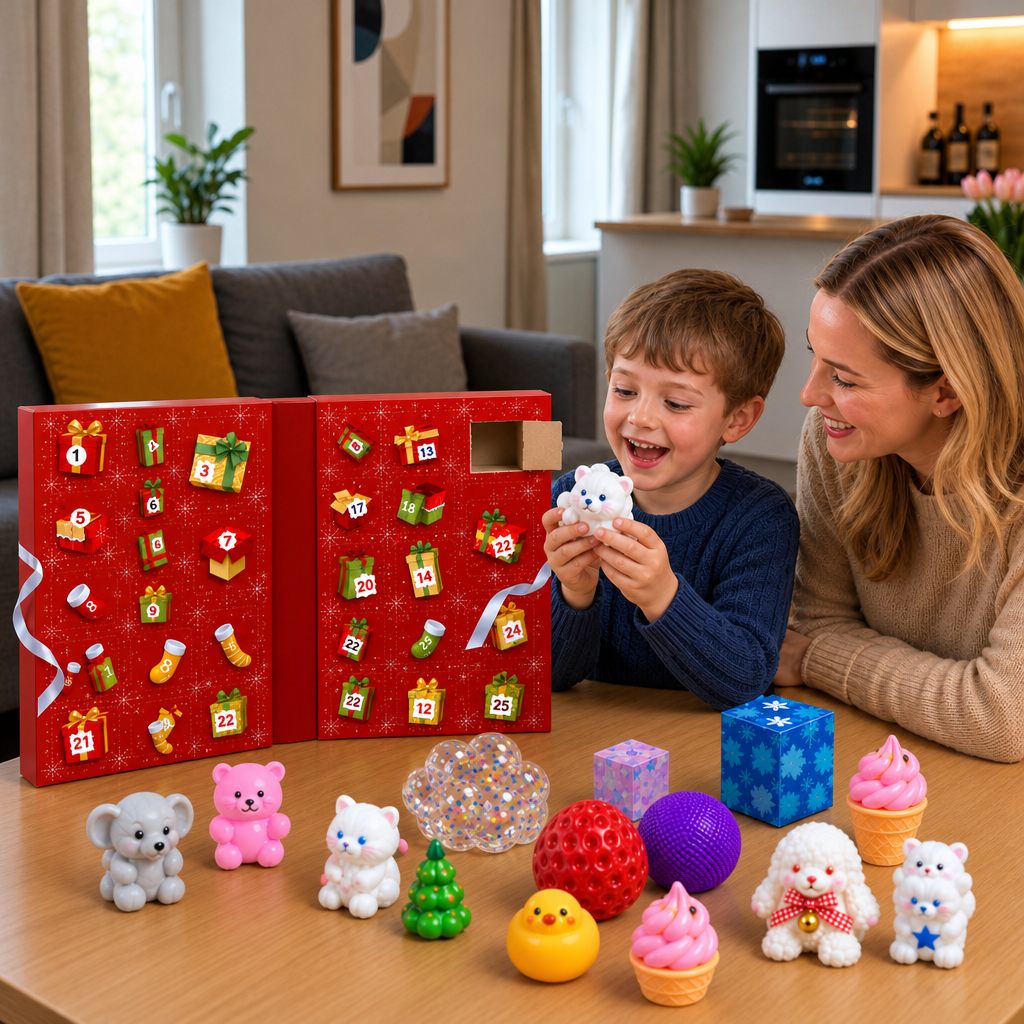 24-dniowy kalendarz adwentowy Premium z zabawkami Squishy