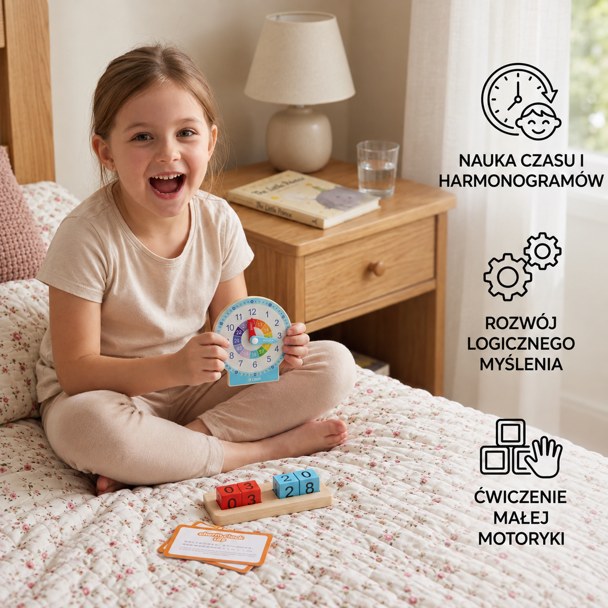Edukacyjny zegar Montessori – zabawka do nauki godzin i czasu
