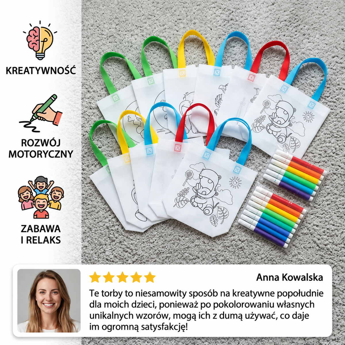 Zestaw DIY do malowania torby z pisakami