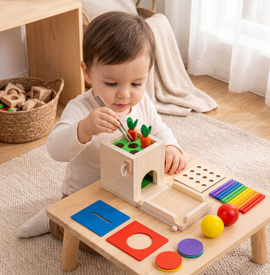Drewniany zestaw zabawek Montessori 5 w 1 do nauki
