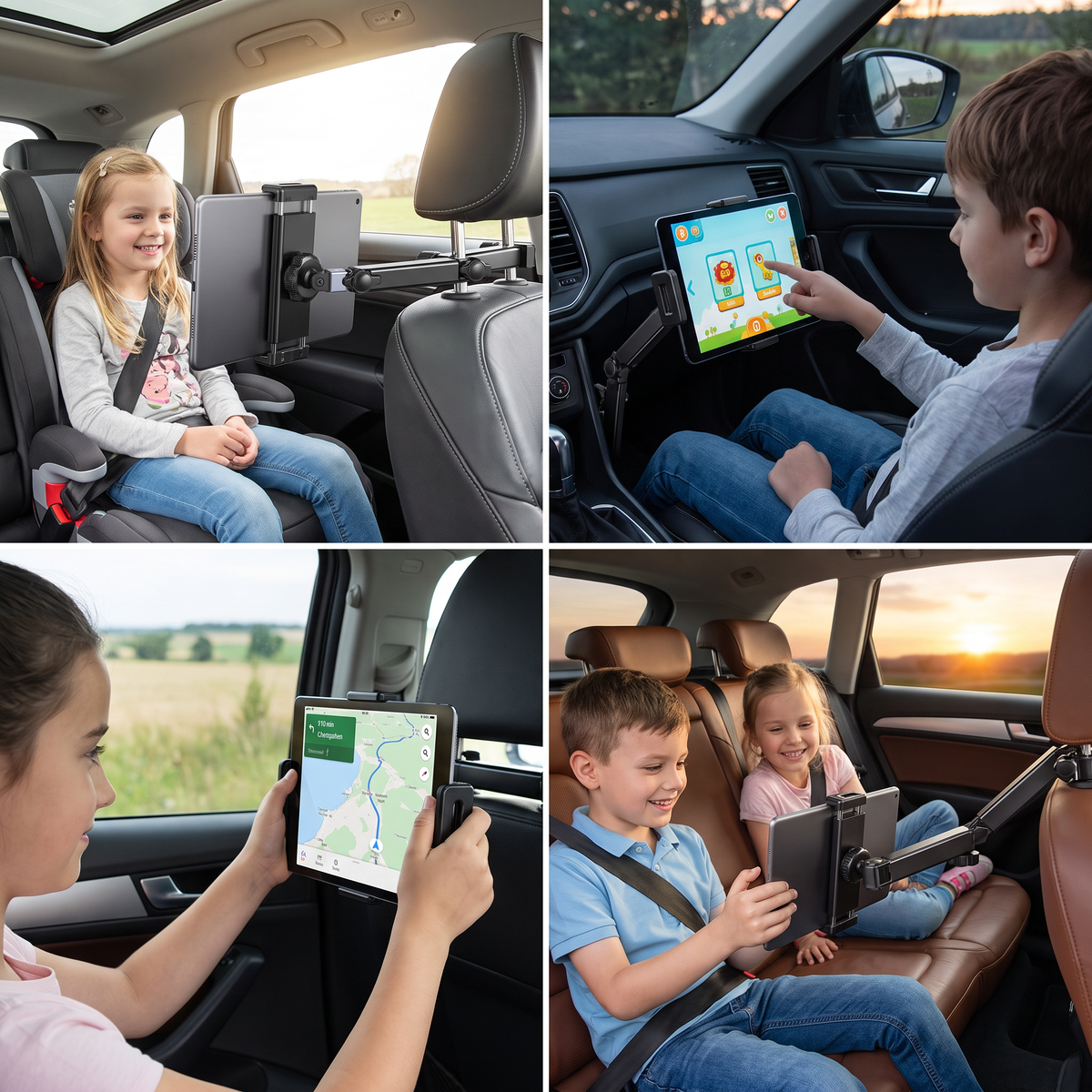Obrotowy uchwyt na tablet 360° do zagłówka samochodowego – mocowanie na tylne siedzenie