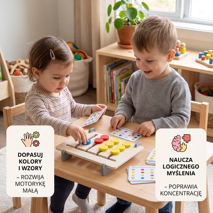 Montessori – Drewniana Gra w Dopasowywanie Kolorów i Wzorów