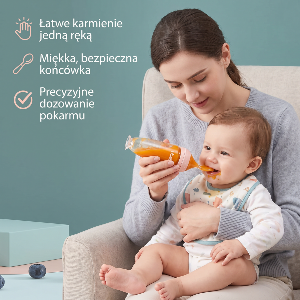 Poręczna łyżeczka do karmienia niemowląt
