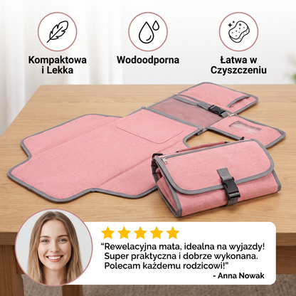 Kompaktowa mata do przewijania z kieszeniami, idealna w podróży