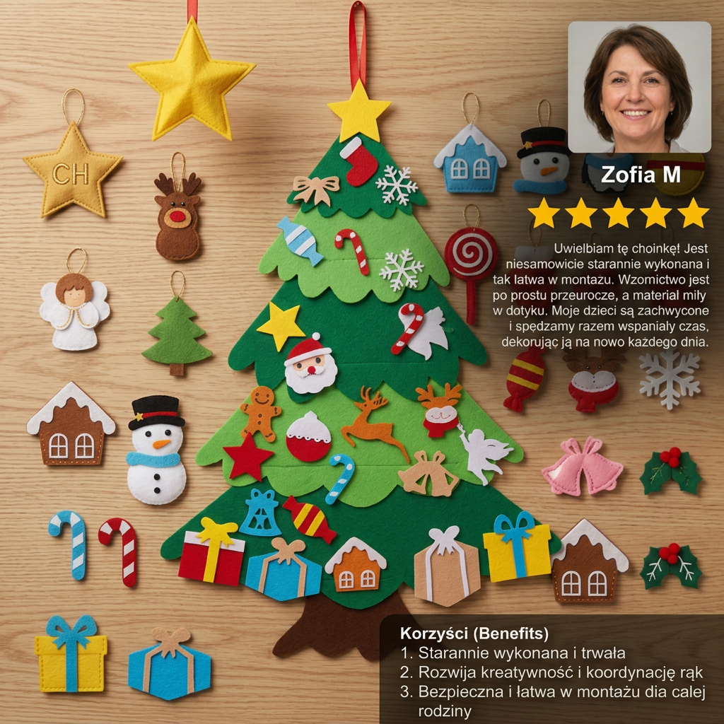 ChristmasFelt – Montessori Filcowa Choinka 3D