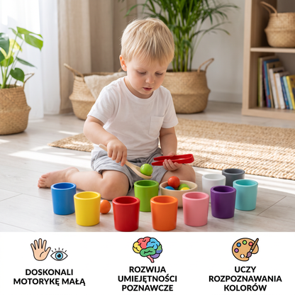 Drewniany zestaw Montessori do sortowania i rozpoznawania kolorów