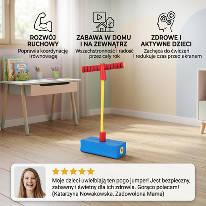 Piankowe skoczki pogo dla dzieci – zabawka do skakania w domu i na świeżym powietrzu