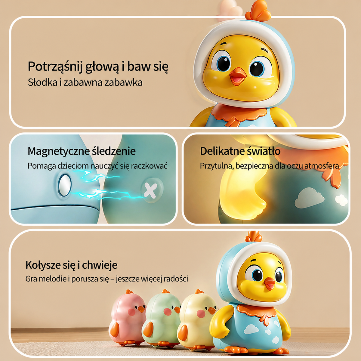 Kiwająca Kurka Zabawka do Zabawy na Brzuszku Niemowlęcia