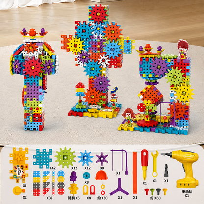 Montessori 3D Klocki Zębate i Puzzle Konstrukcyjne