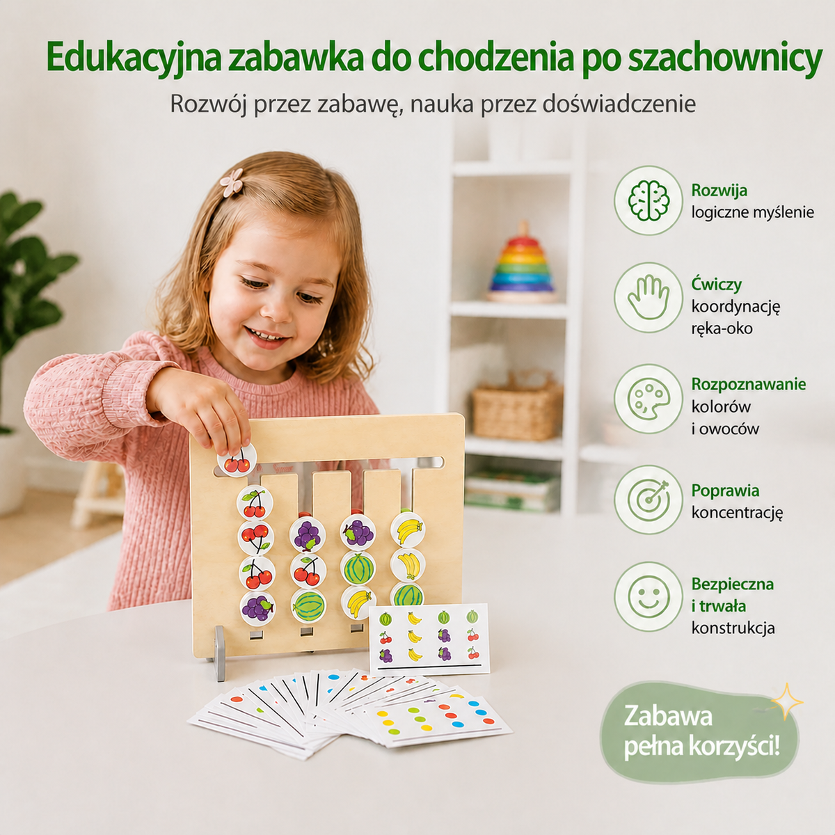 Drewniana Układanka Montessori do Sortowania – Rozwija Logiczne Myślenie u Dzieci
