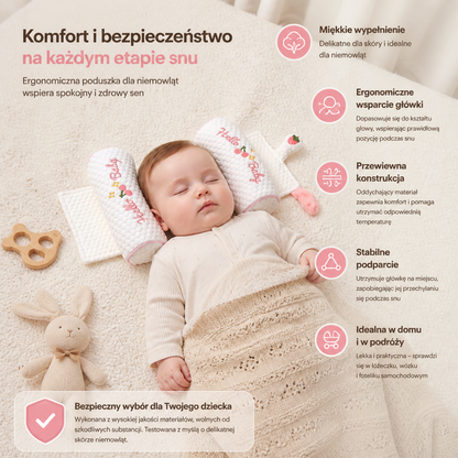Regulowana Poduszka Kształtująca Główkę Niemowlęcia z Wypełnieniem z Prosa