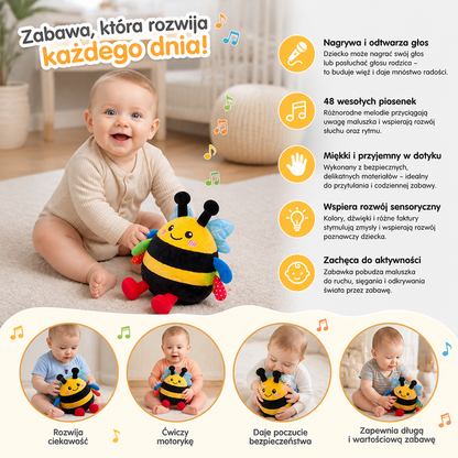 Interaktywna Muzyczna Pluszowa Pszczółka do Zabawy na Brzuszku Niemowlęcia