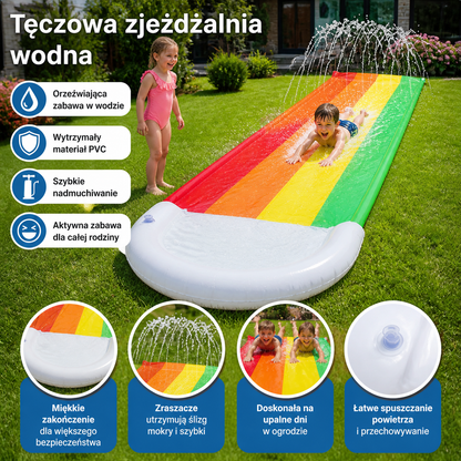 Tęczowa Zjeżdżalnia Wodna – Dmuchana Zjeżdżalnia Ogrodowa dla Dzieci i Całej Rodziny