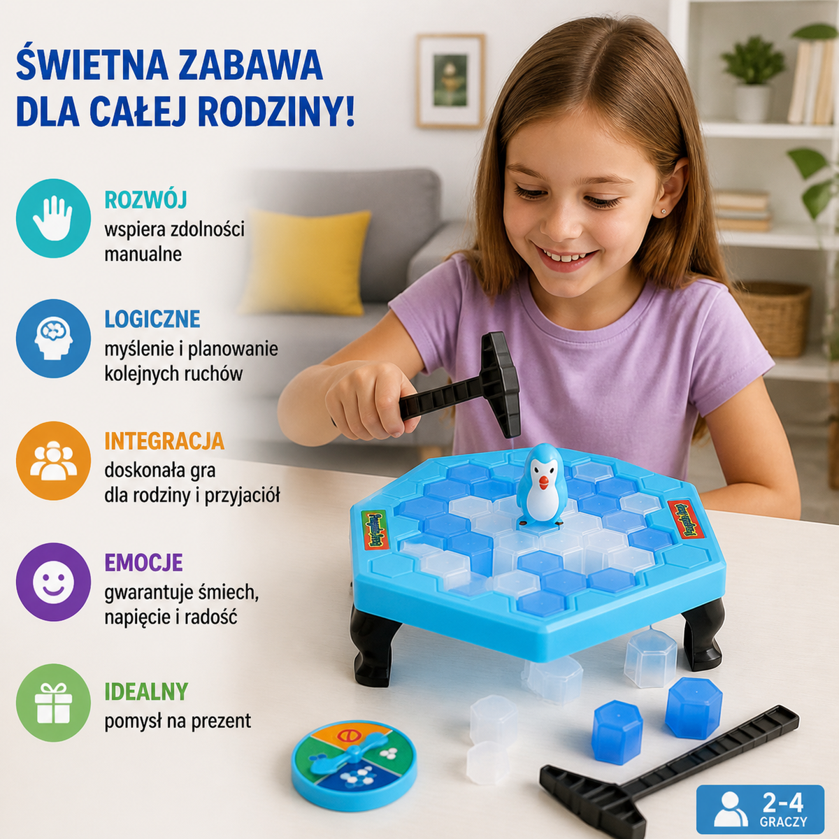 Rodzinna Gra Zręcznościowa Lodowy Pingwin