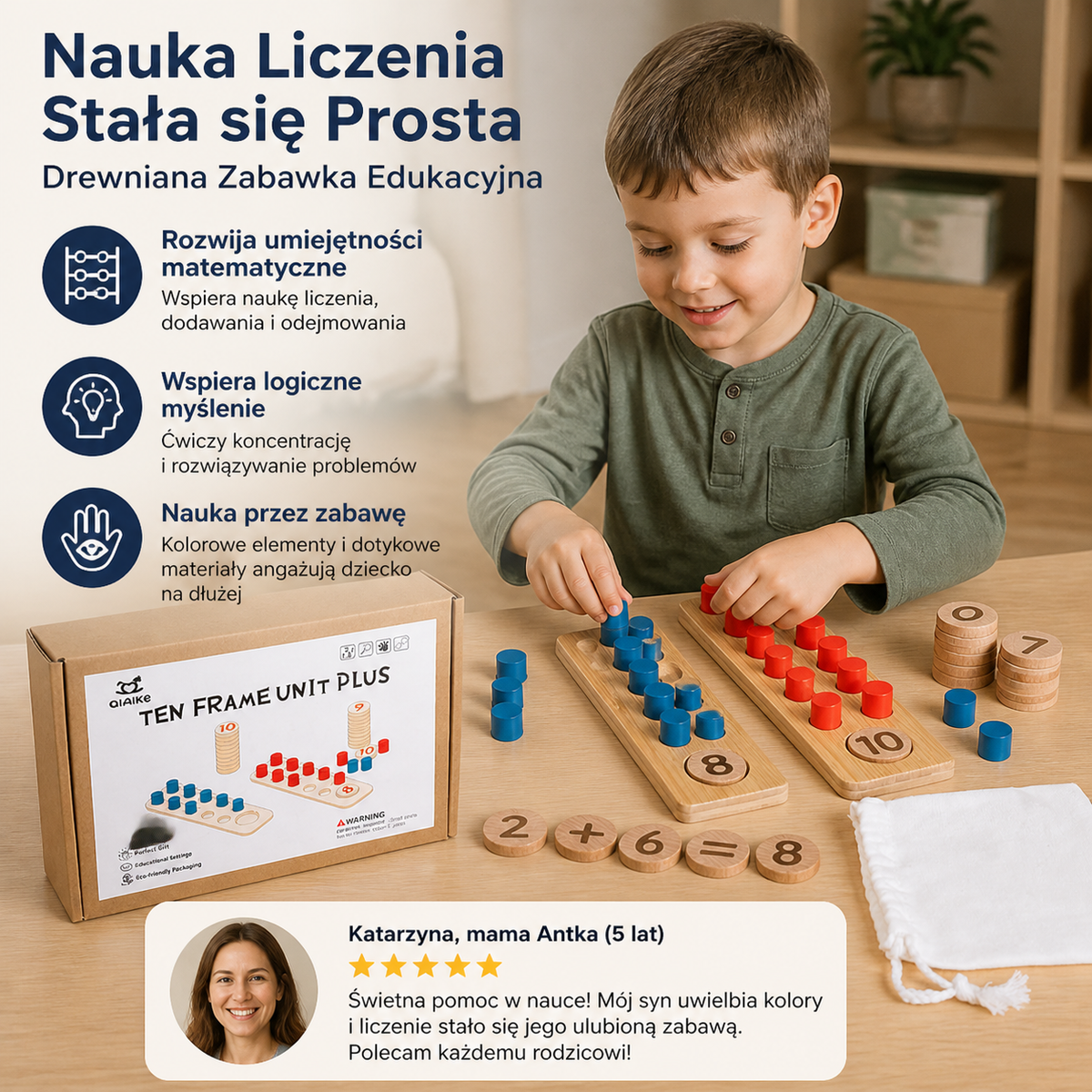 Nauka Liczenia Stała się Prosta – Drewniana Zabawka Edukacyjna
