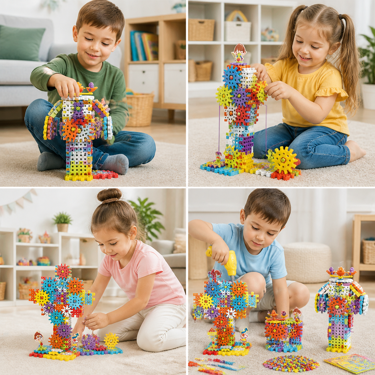 Montessori 3D Klocki Zębate i Puzzle Konstrukcyjne