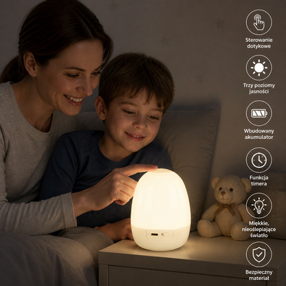Silikonowa lampka nocna w kształcie jajka – sterowanie dotykowe