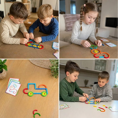 Edukacyjne klocki Montessori z patyczkami i pierścieniami