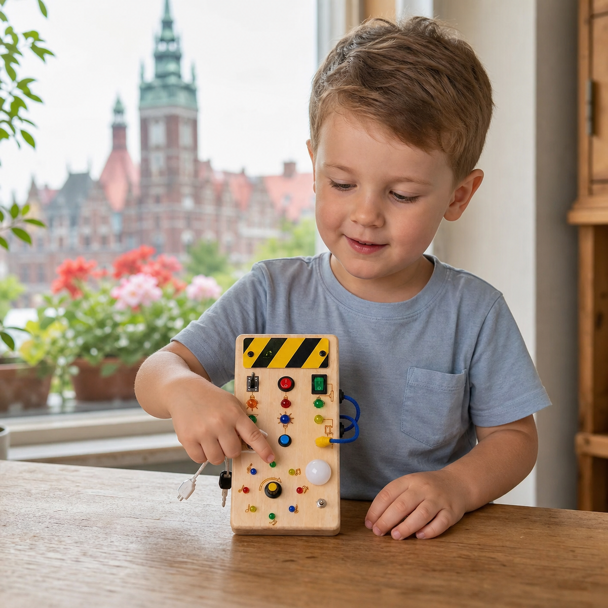 Drewniana tablica aktywności Montessori