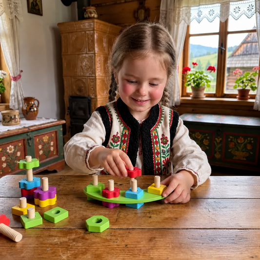 Drewniana zabawka Montessori ze śrubkami i nakrętkami