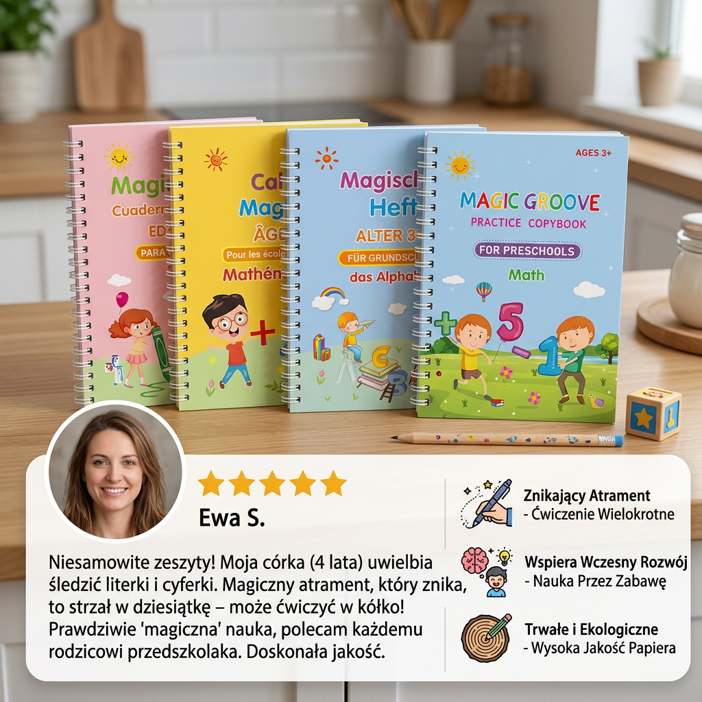 Magiczne zeszyty do ćwiczeń – zestaw 4 zeszytów
