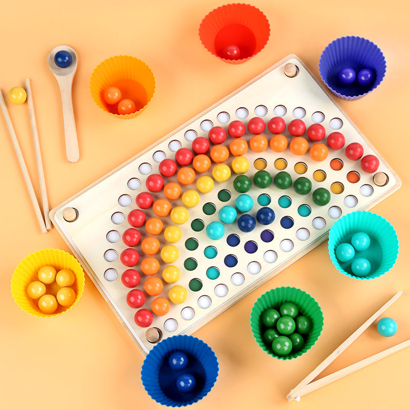 Drewniana gra Montessori do sortowania koralików