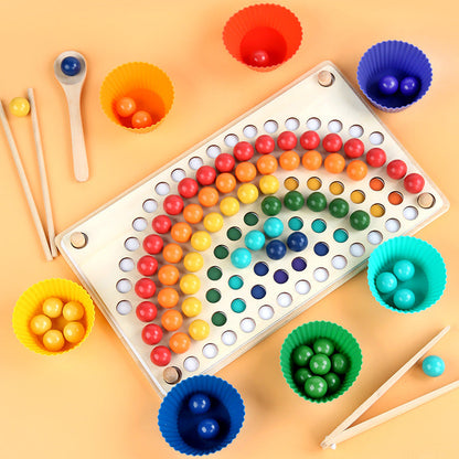 Drewniana gra Montessori do sortowania koralików