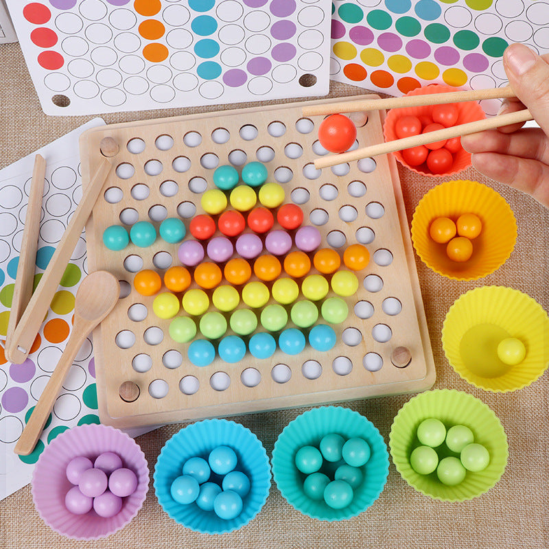 Drewniana gra Montessori do sortowania koralików