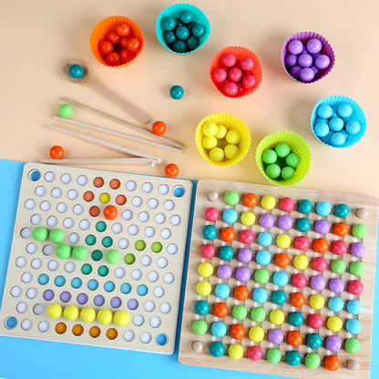Drewniana gra Montessori do sortowania koralików