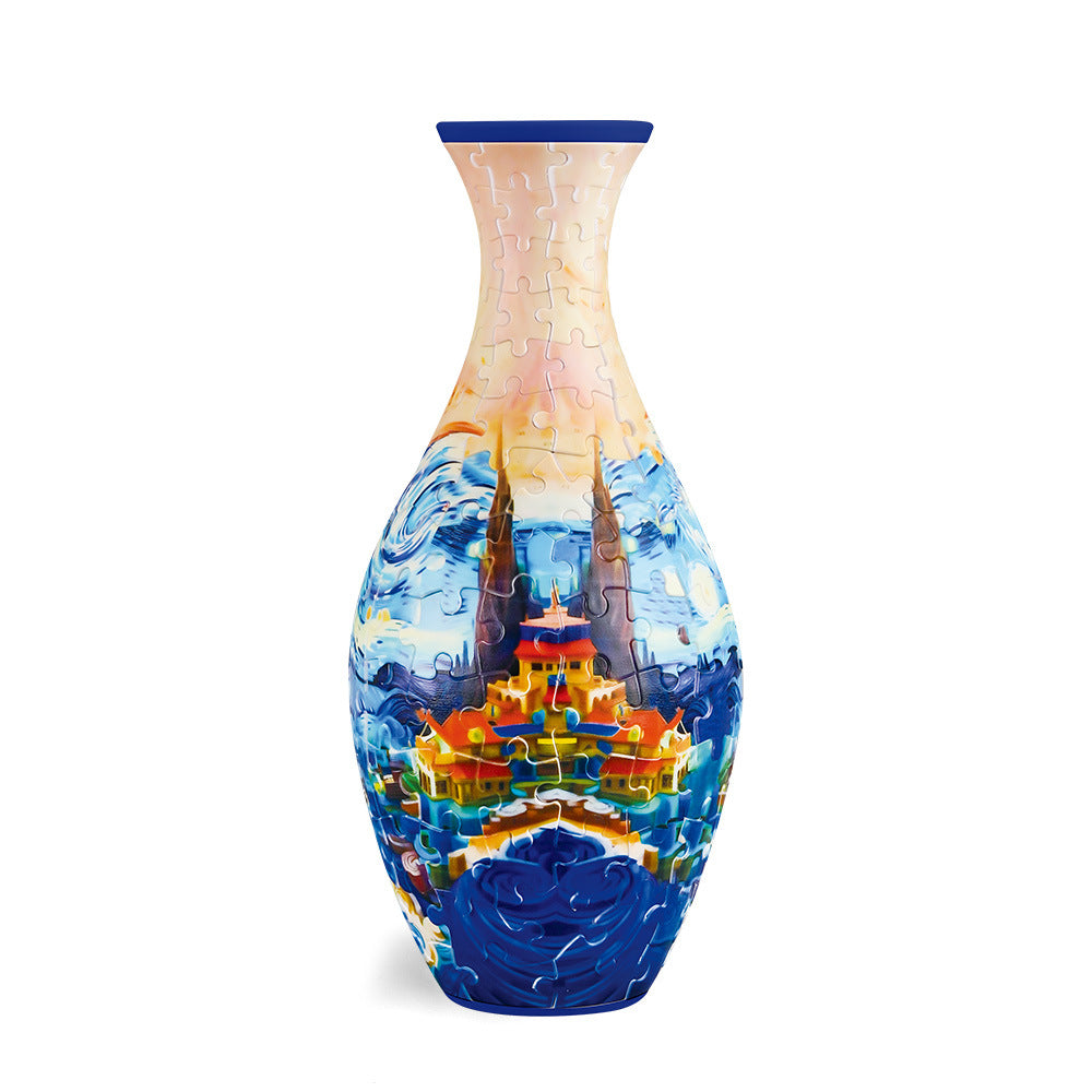 Wazon z kwiatami DIY 3D do składania z puzzli